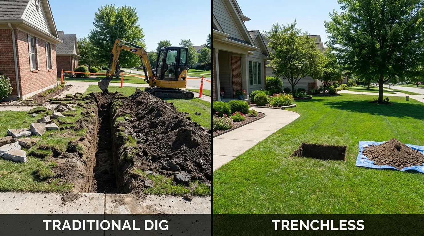 Trenchless sewer repair with minimal yard damage versus traditional excavation in Largo, FL